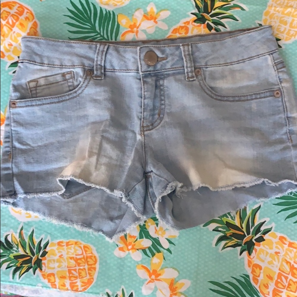 light washed jean shorts